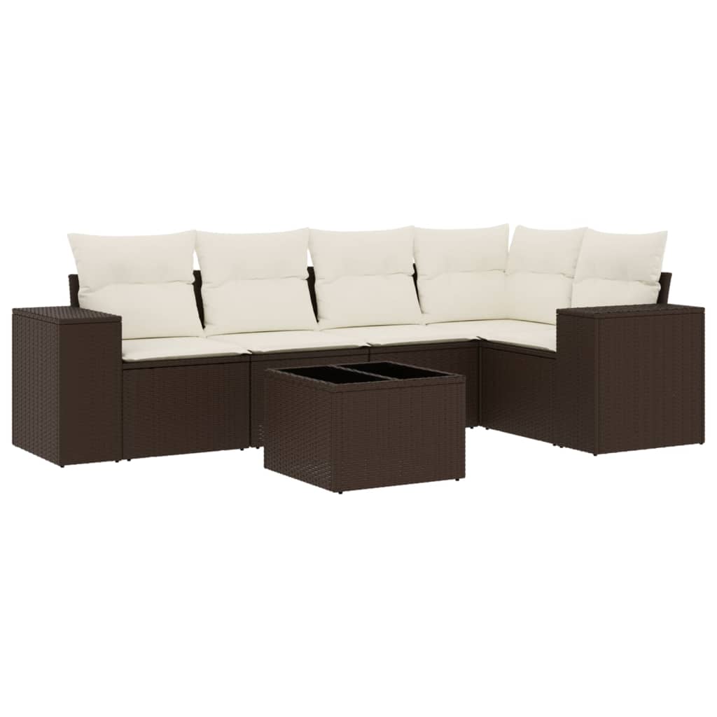 Salotto da Giardino Marrone in Polyrattan, 6 pezzi