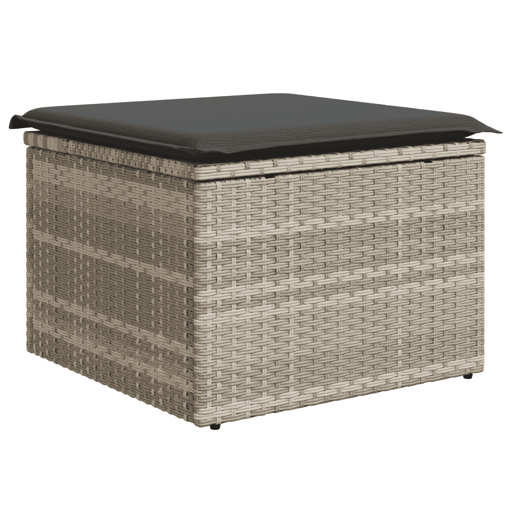 Set Divano da Giardino 6pz con Cuscini Grigio Chiaro Polyrattan