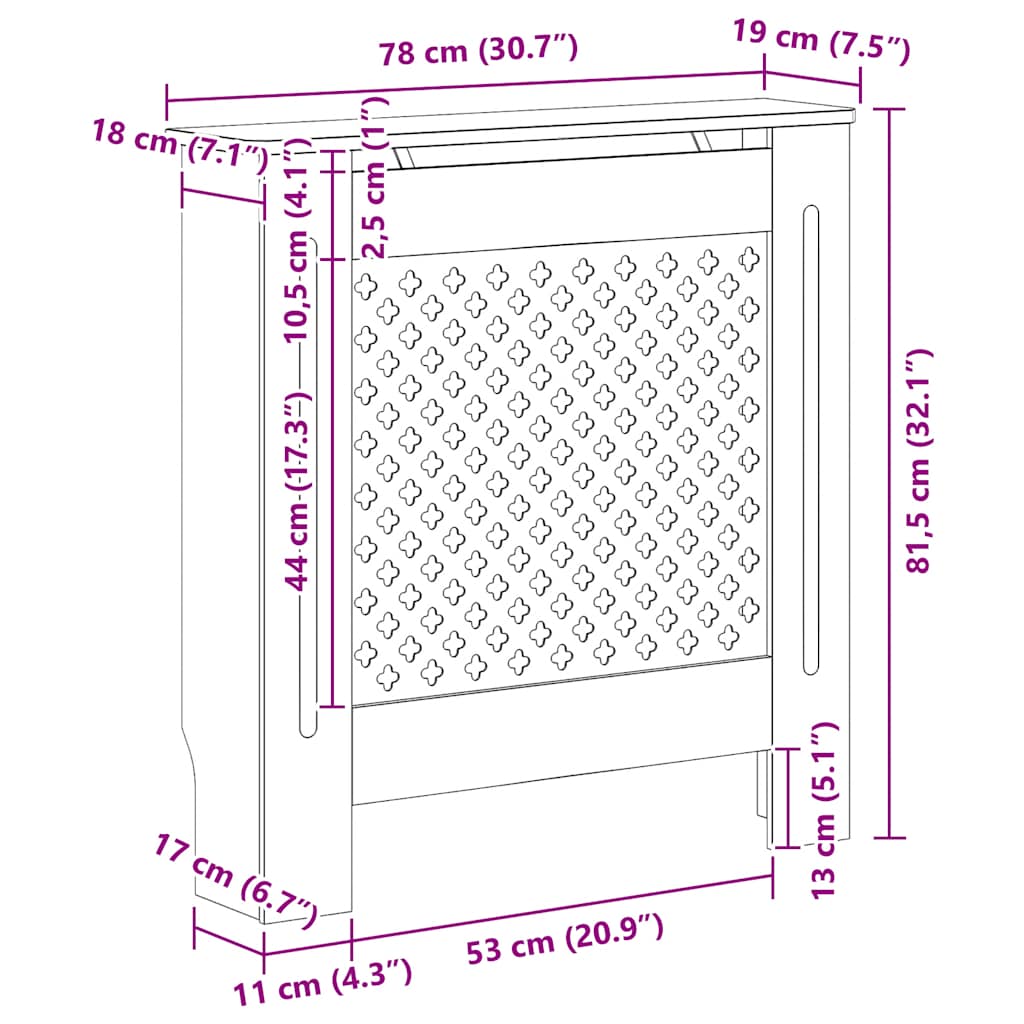Copertura per Radiatore Grigia in MDF 78 cm