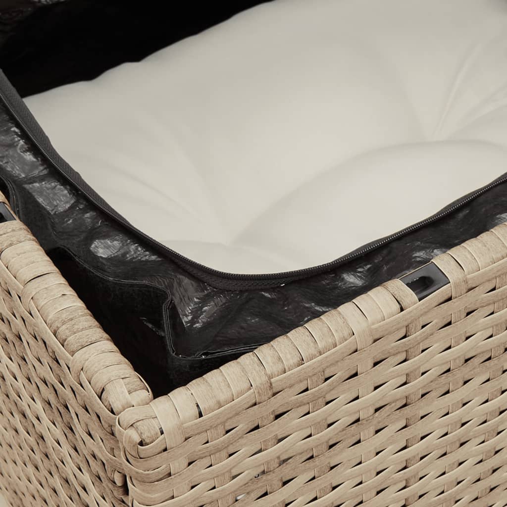 Set Divano da Giardino 5 pz con Cuscini Beige in Polyrattan