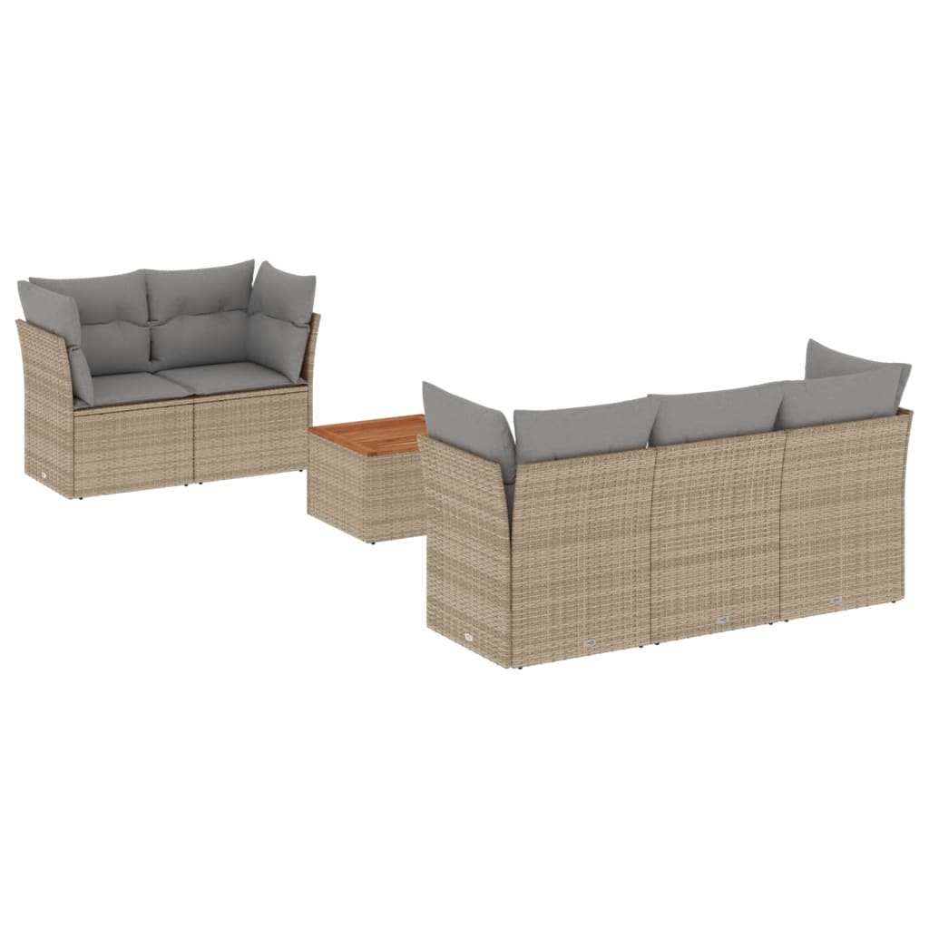 Set Divani da Giardino 6 pz con Cuscini in Polyrattan beige