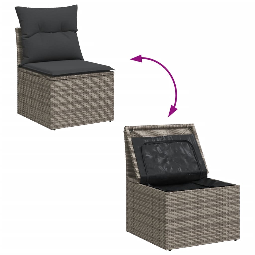 Set Divano da Giardino 6 pz con Cuscini Grigio in Polyrattan