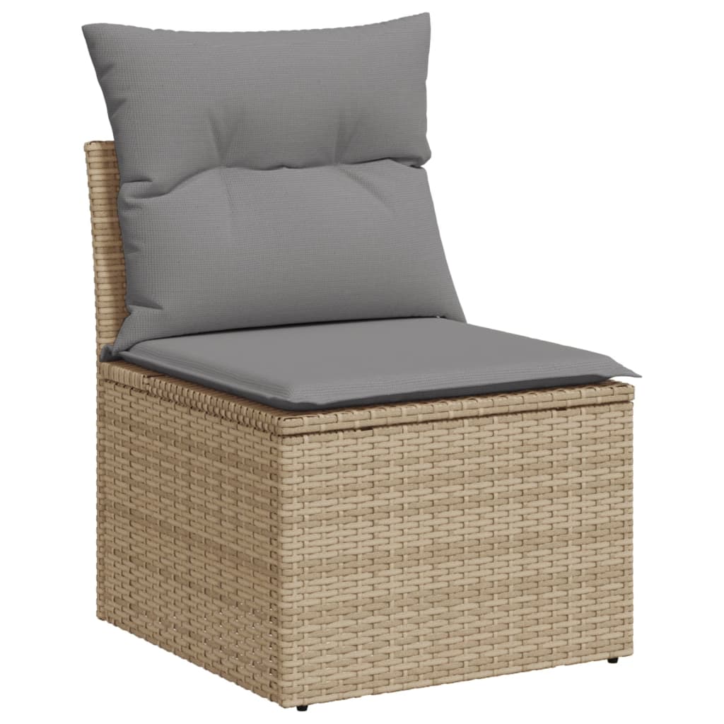Set Divano da Giardino 6 pz con Cuscini Beige Misto Polyrattan