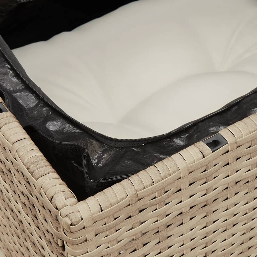 Set Divano da Giardino 5 pz con Cuscini Beige in Polyrattan