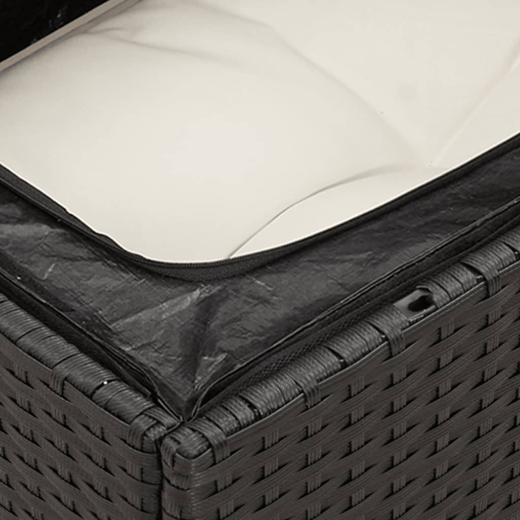Set Divani da Giardino con Cuscini 7pz Nero Polyrattan
