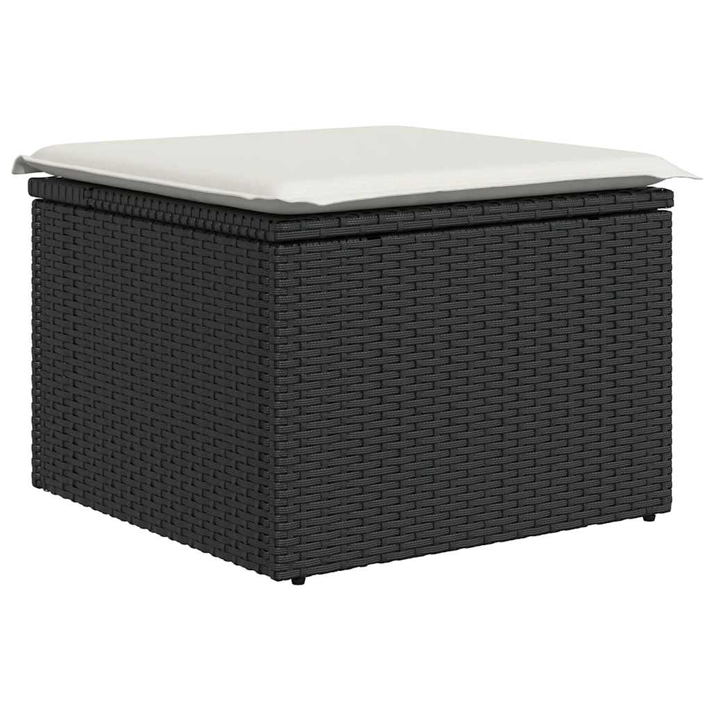 Set Divani da Giardino con Cuscini 7pz Nero Polyrattan