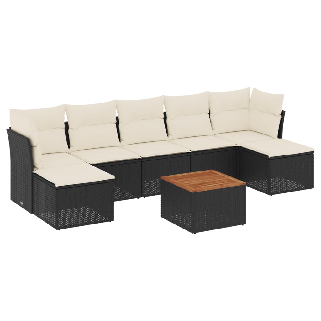 Set Divani da Giardino con Cuscini 8 pz Nero in Polyrattan
