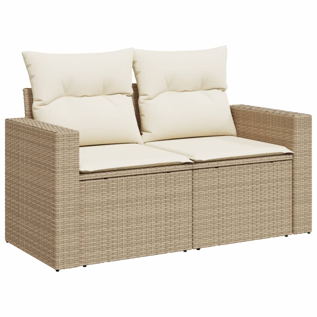 Set Divano da Giardino 5 pz con Cuscini Beige in Polyrattan