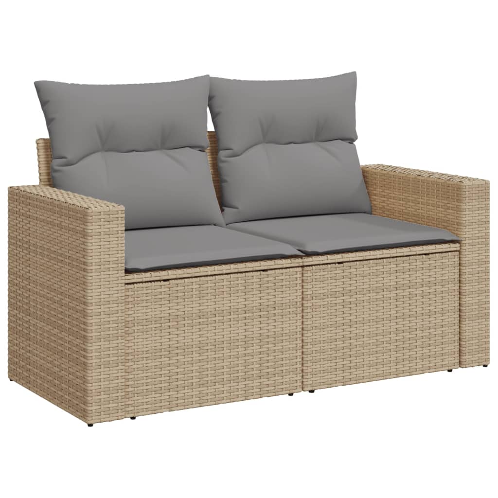 Set Divano da Giardino 5 pz con Cuscini Beige Misto Polyrattan