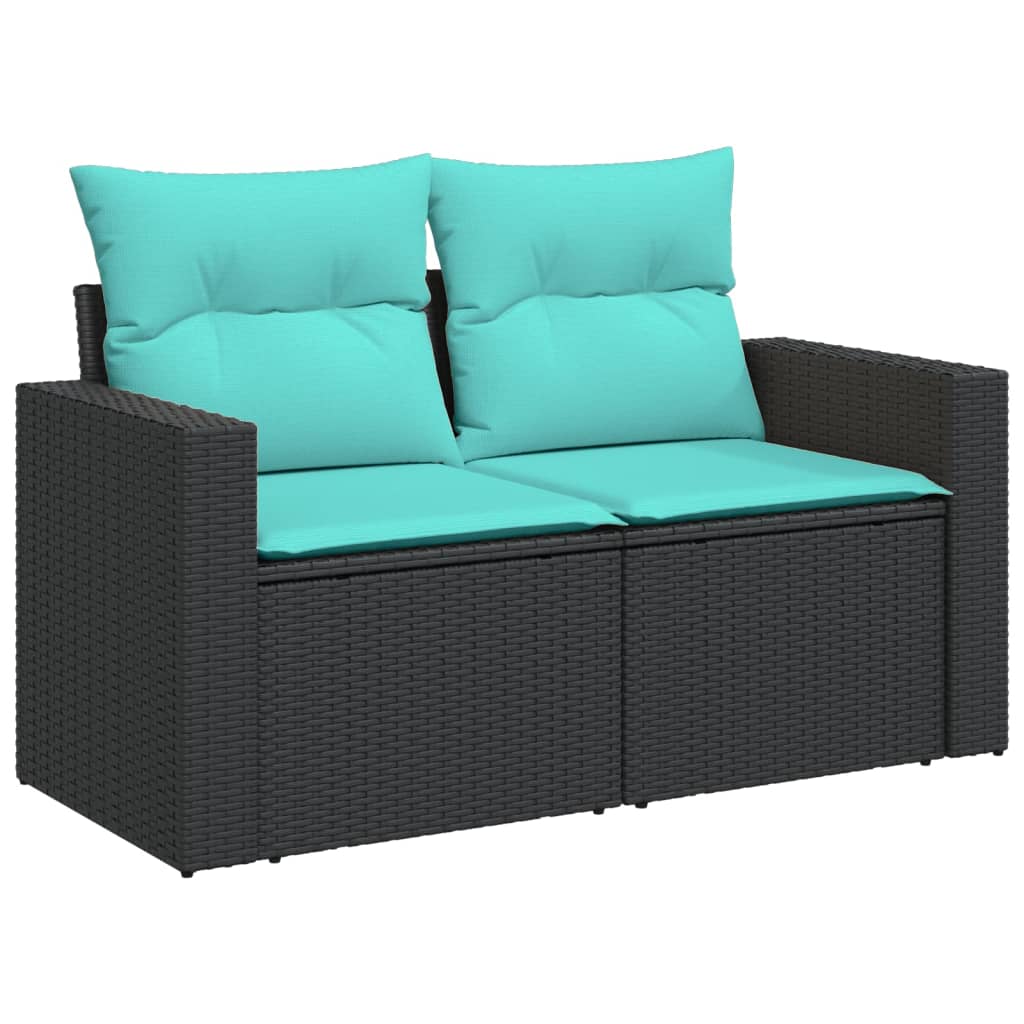 Set Divani da Giardino 6 pz con Cuscini Nero in Polyrattan