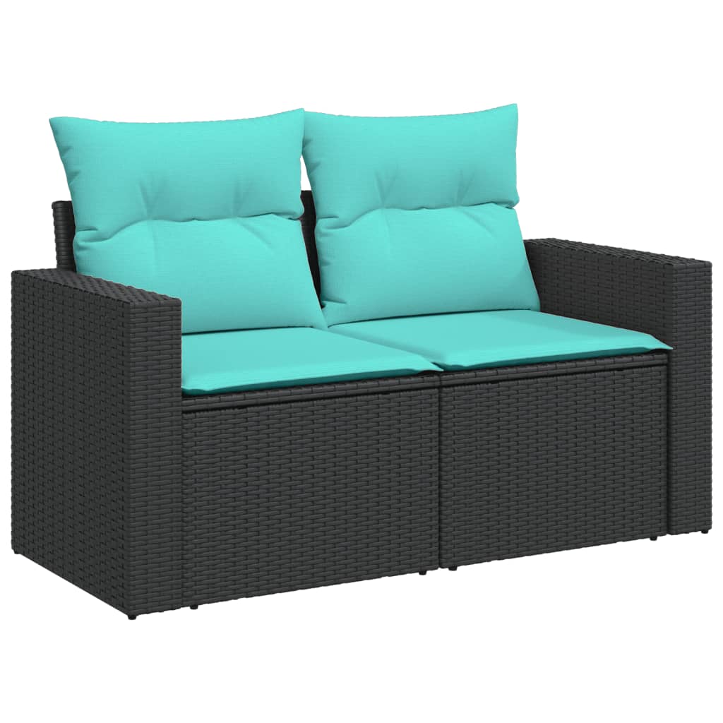 Set Divani da Giardino 6 pz con Cuscini Nero in Polyrattan
