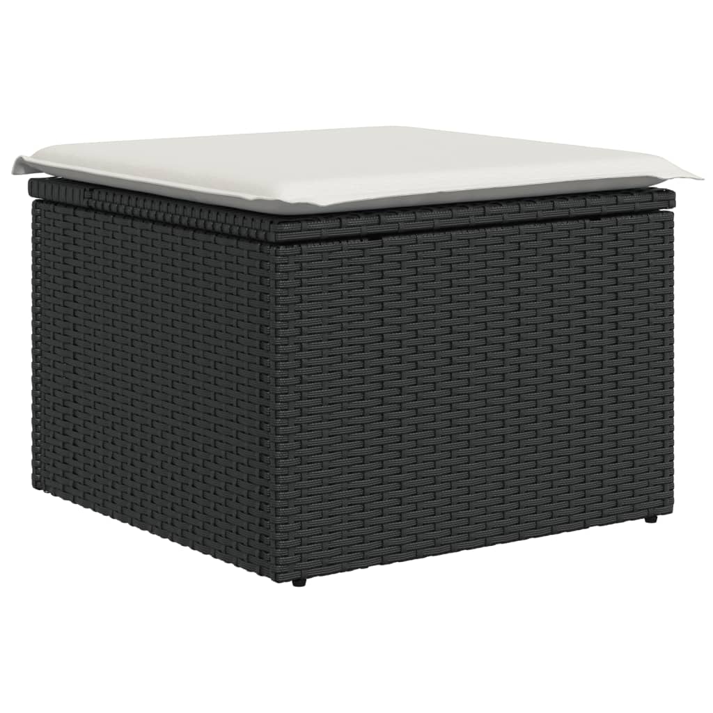 Set Divani da Giardino con Cuscini 7pz Nero Polyrattan