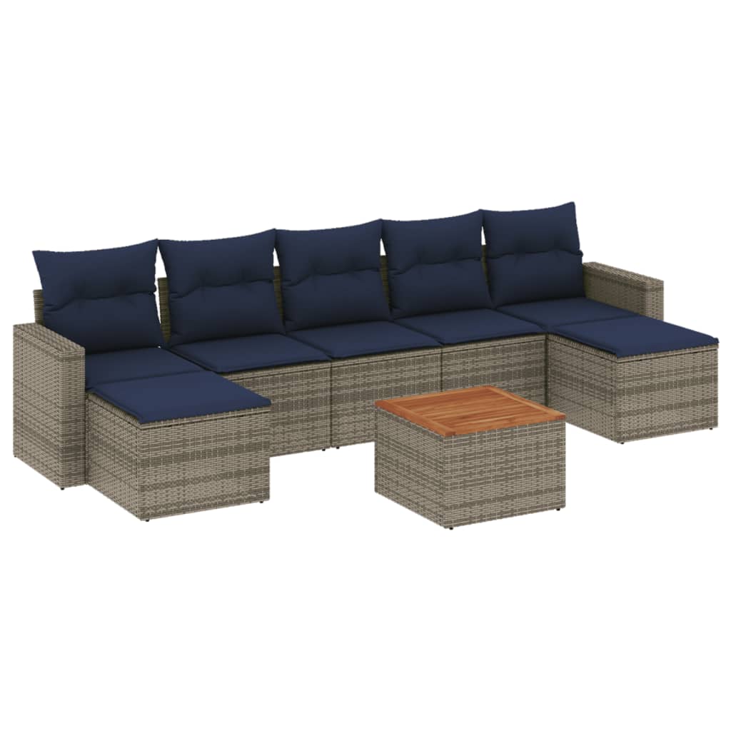 Set Divani da Giardino 8 pz con Cuscini Grigio in Polyrattan
