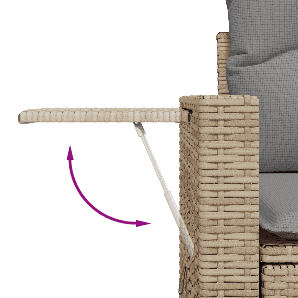 Set Divano da Giardino 5 pz con Cuscini Beige Misto Polyrattan