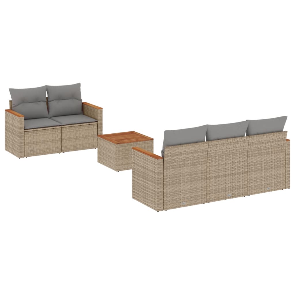 Salotto da Giardino 6 pz Beige in Polyrattan con Cuscini 6