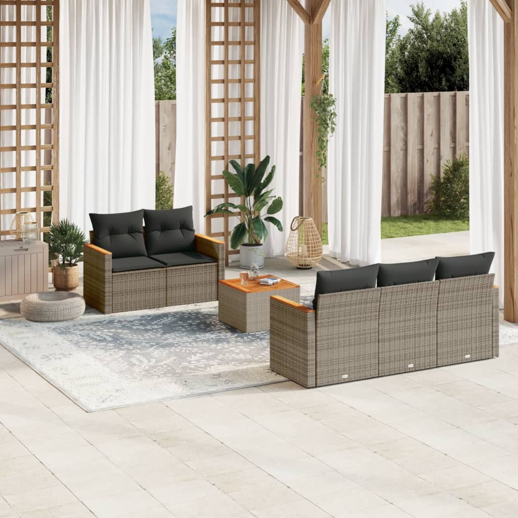 Salotto da giardino modulare 6 pezzi grigio in rattan PE