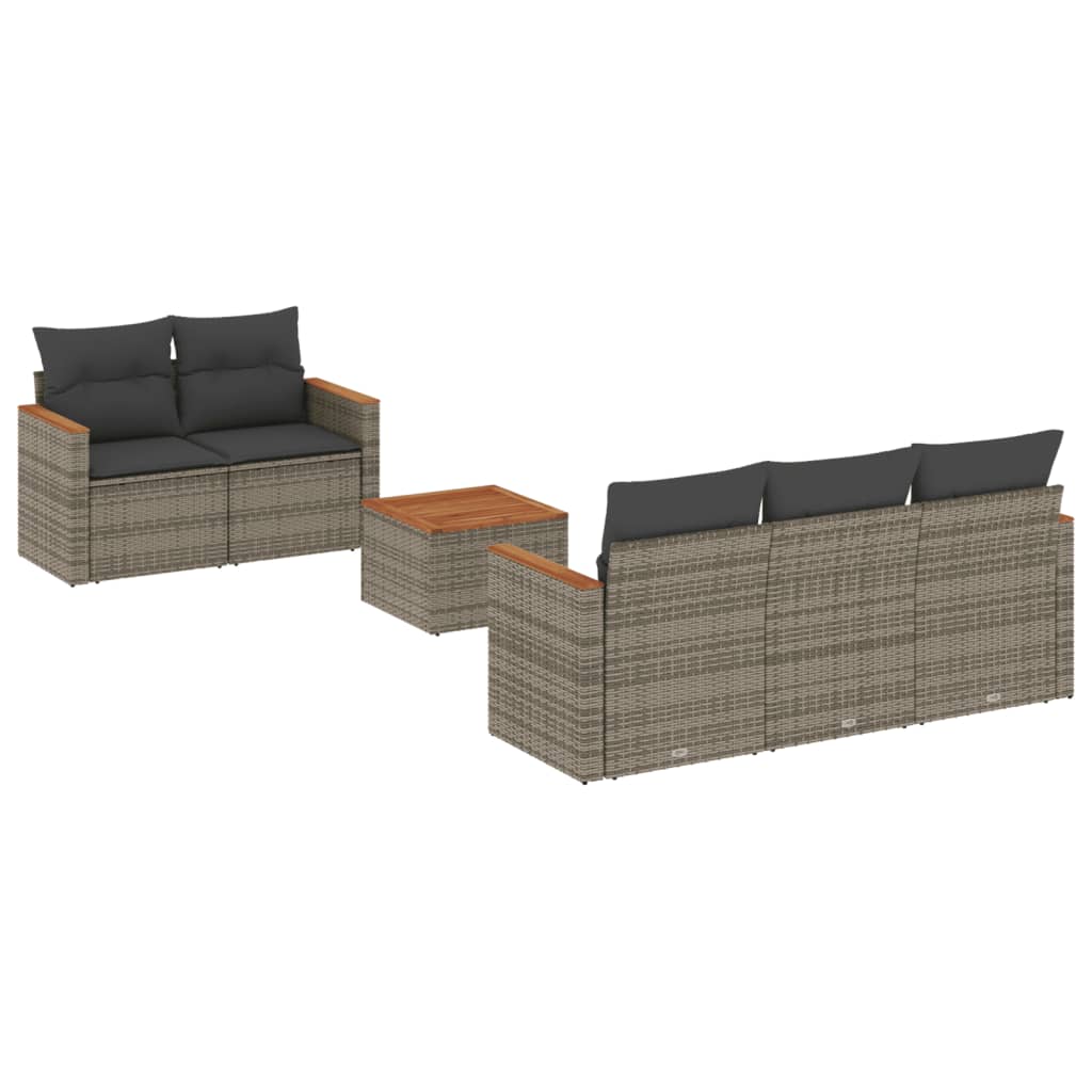Salotto da giardino modulare 6 pezzi grigio in rattan PE