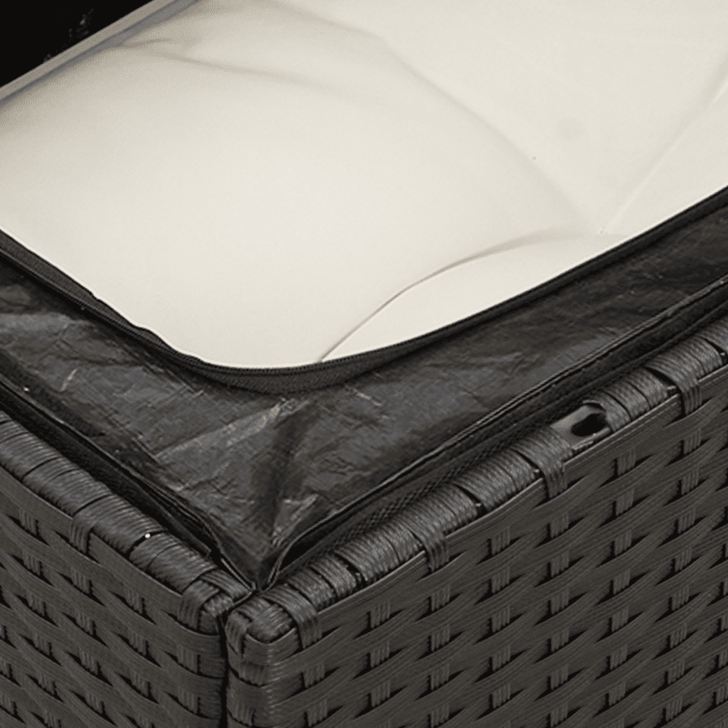 Set Divano da Esterno 7 pz Nero in Polyrattan con Cuscini