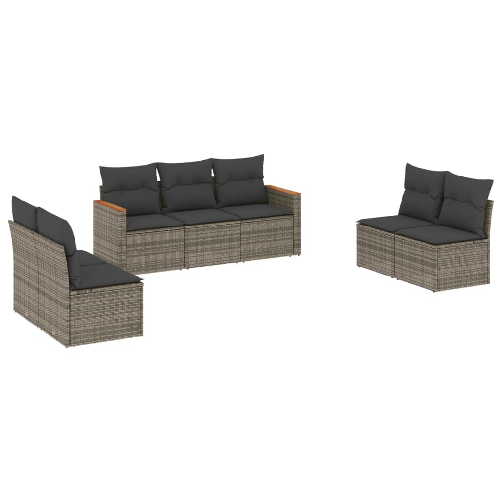 Salotto da giardino modulare 7 pz in rattan PE grigio
