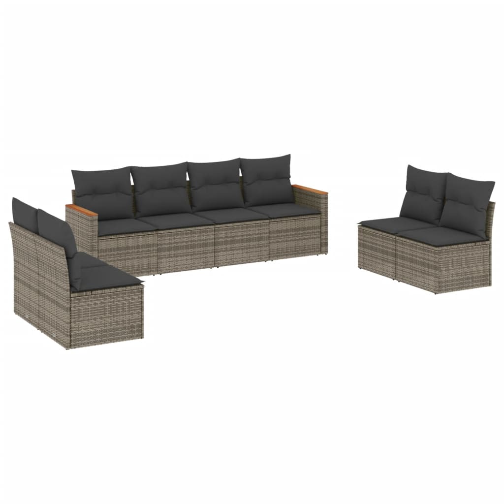 Salotto da giardino modulare 8 pz in polyrattan grigio