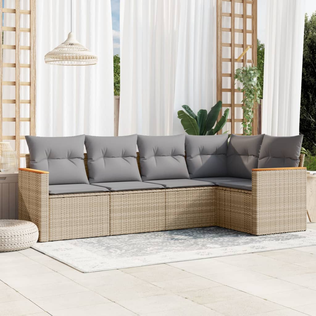 Salotto da Giardino 5 pz Beige in Polyrattan