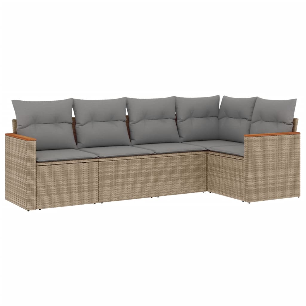 Salotto da Giardino 5 pz Beige in Polyrattan