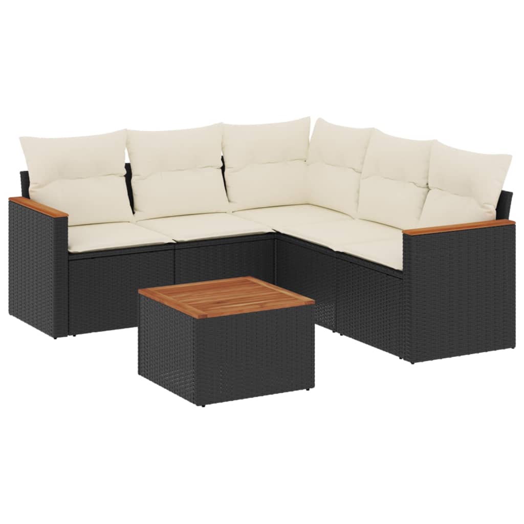 Salotto da giardino nero in rattan PE, 6 pezzi con cuscini 4