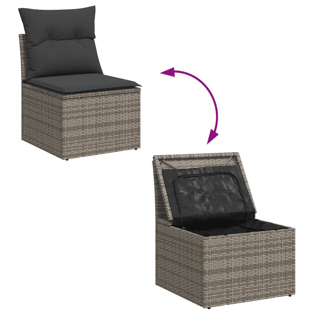 Salotto da Giardino 6 pz in Rattan PE Grigio con Acacia