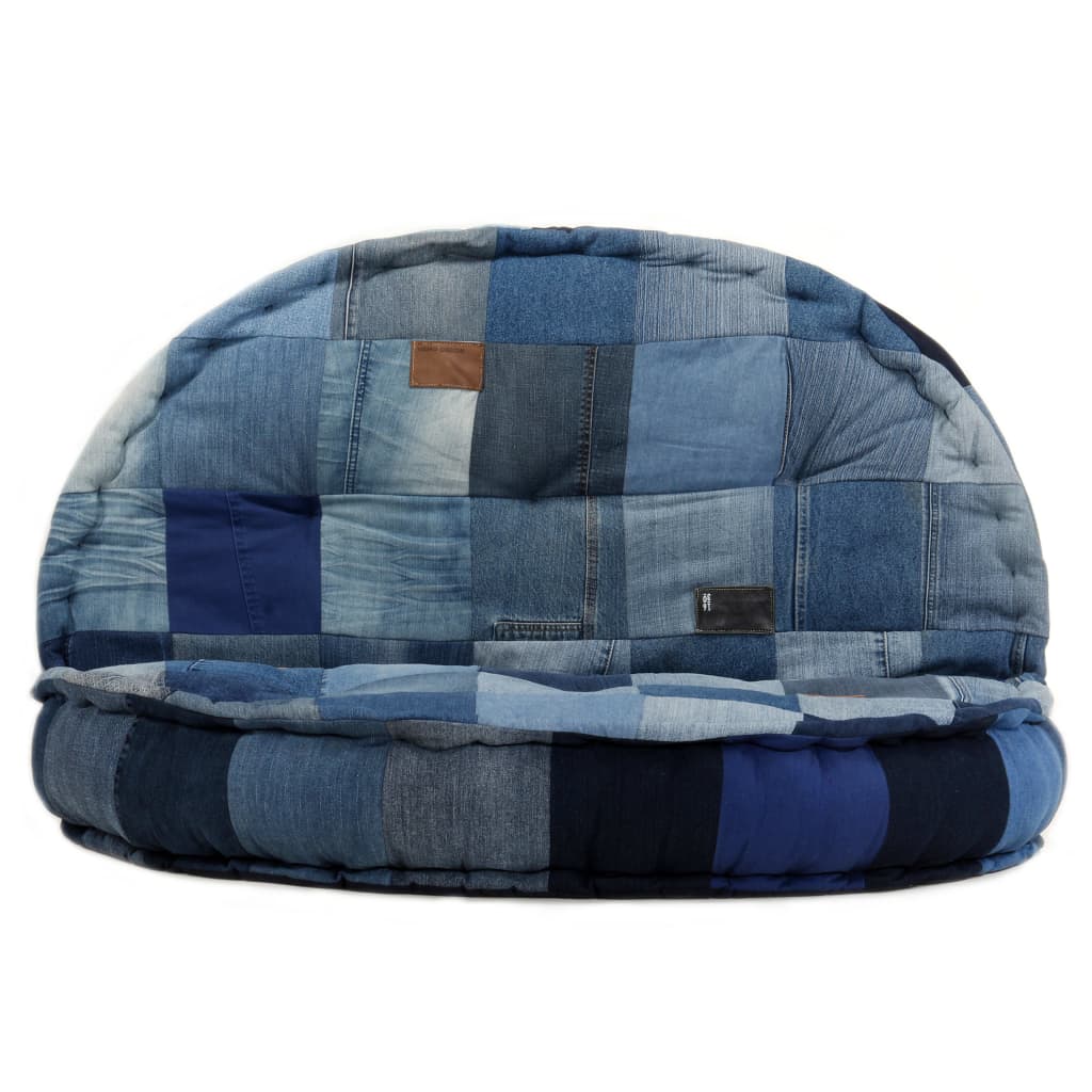 Pouf Rotondo 100x20 cm in Denim Patchwork