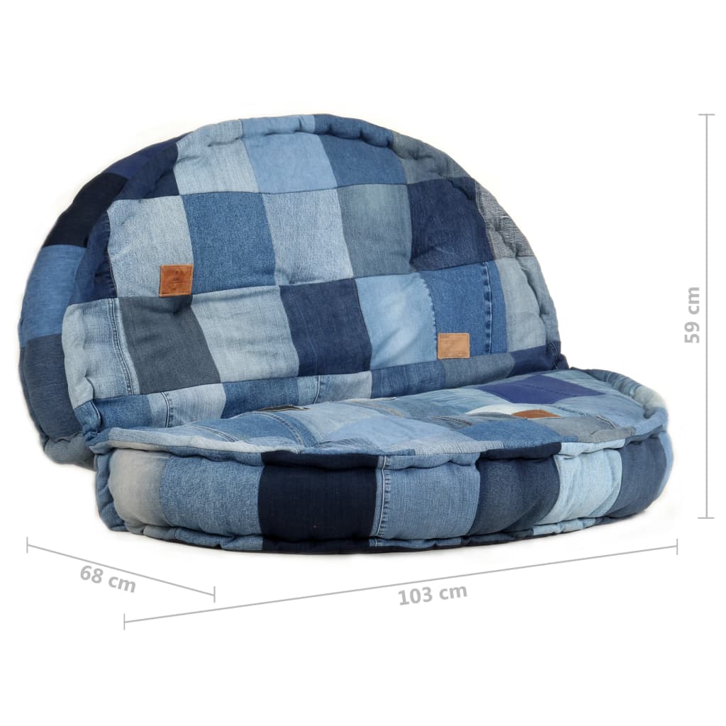Pouf Rotondo 100x20 cm in Denim Patchwork