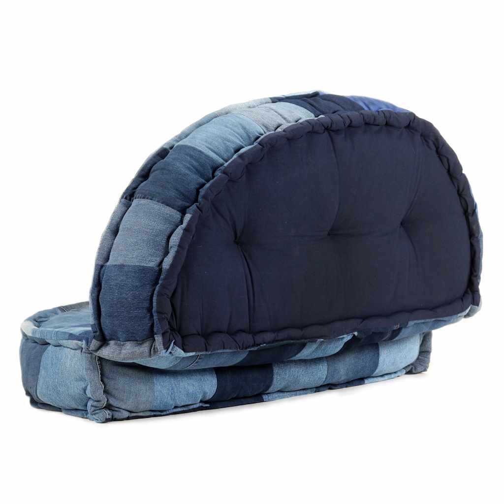 Pouf Rotondo 100x20 cm in Denim Patchwork