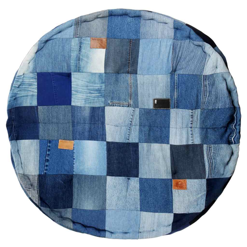 Pouf Rotondo 100x20 cm in Denim Patchwork