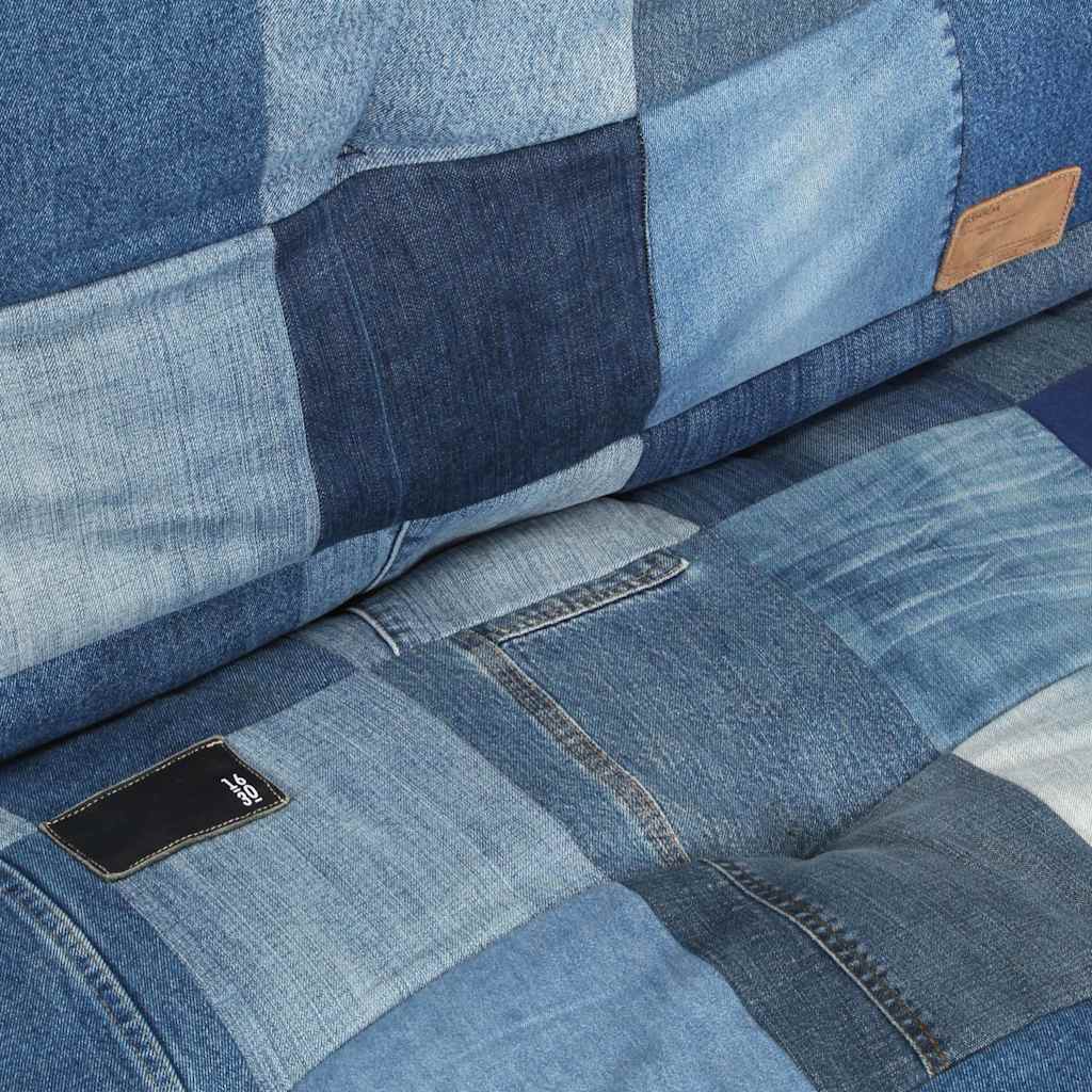 Pouf Rotondo 100x20 cm in Denim Patchwork
