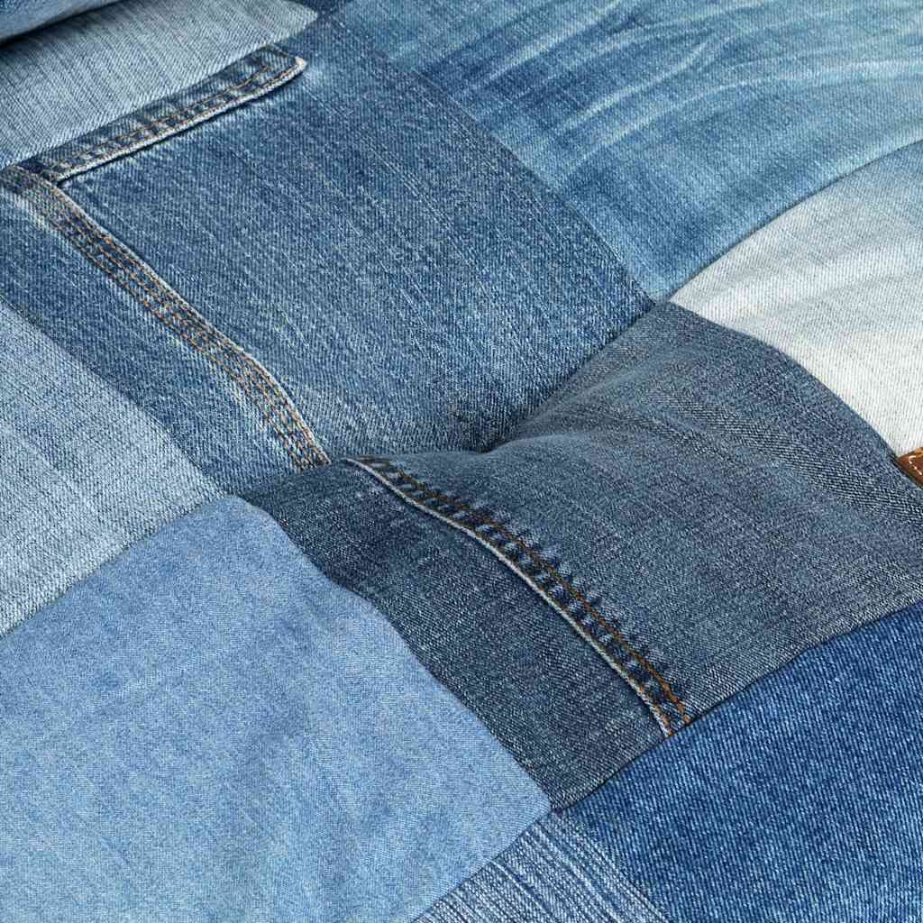 Pouf Rotondo 100x20 cm in Denim Patchwork