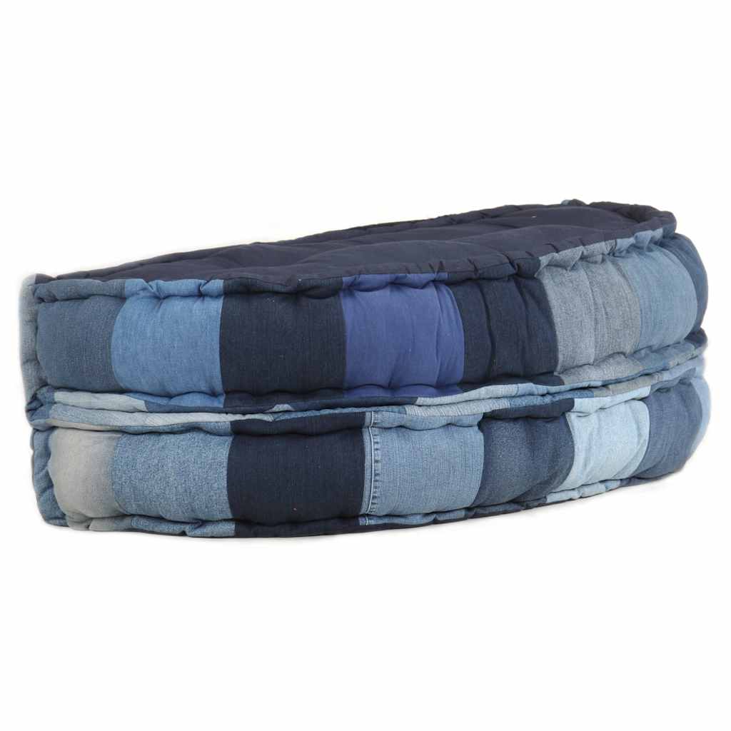 Pouf Rotondo 100x20 cm in Denim Patchwork