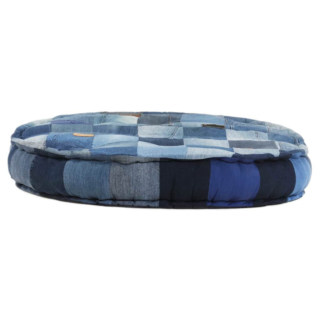 Pouf Rotondo 100x20 cm in Denim Patchwork