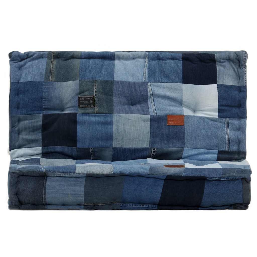 Pouf Quadrato 100x100x20 cm in Denim Patchwork