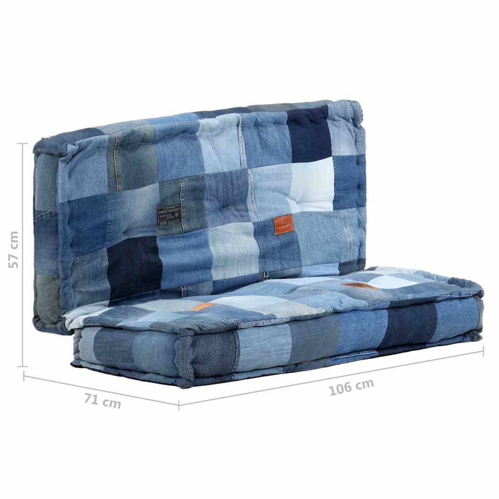Pouf Quadrato 100x100x20 cm in Denim Patchwork