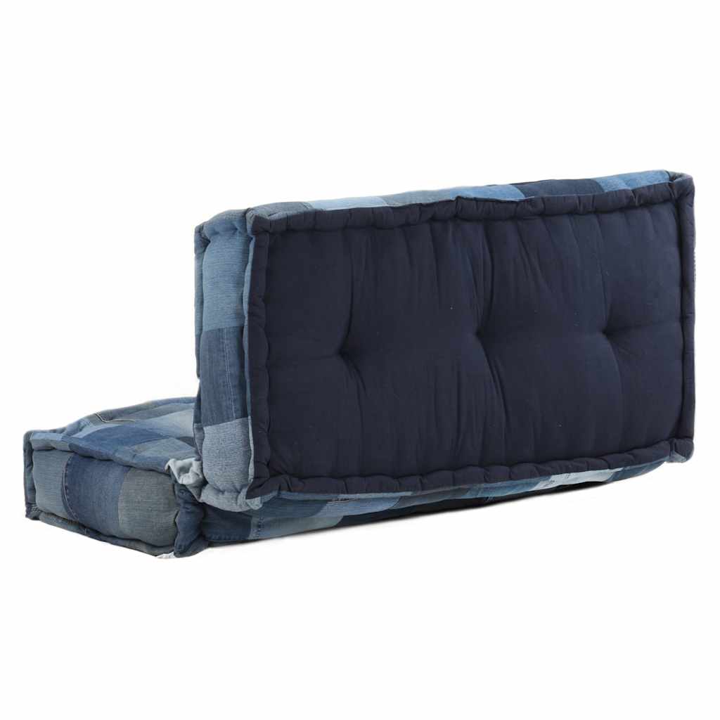Pouf Quadrato 100x100x20 cm in Denim Patchwork