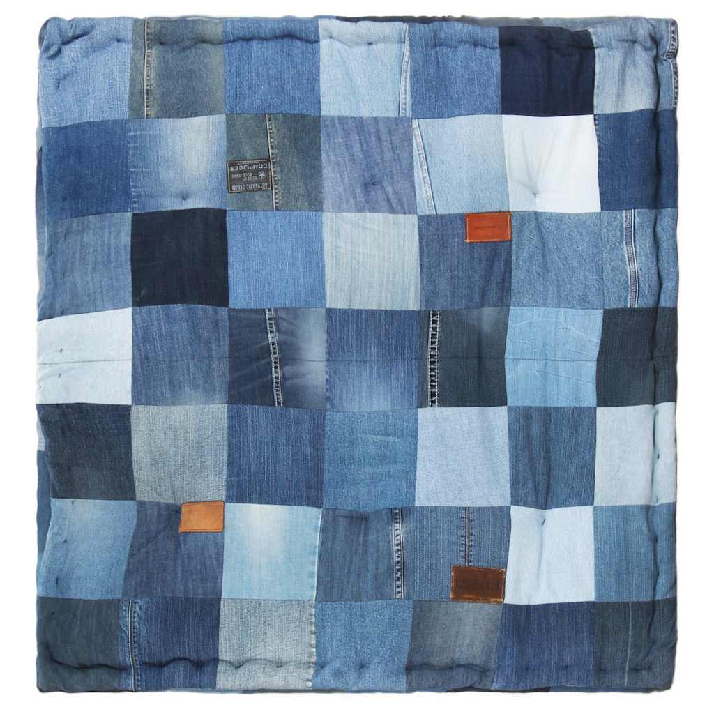 Pouf Quadrato 100x100x20 cm in Denim Patchwork