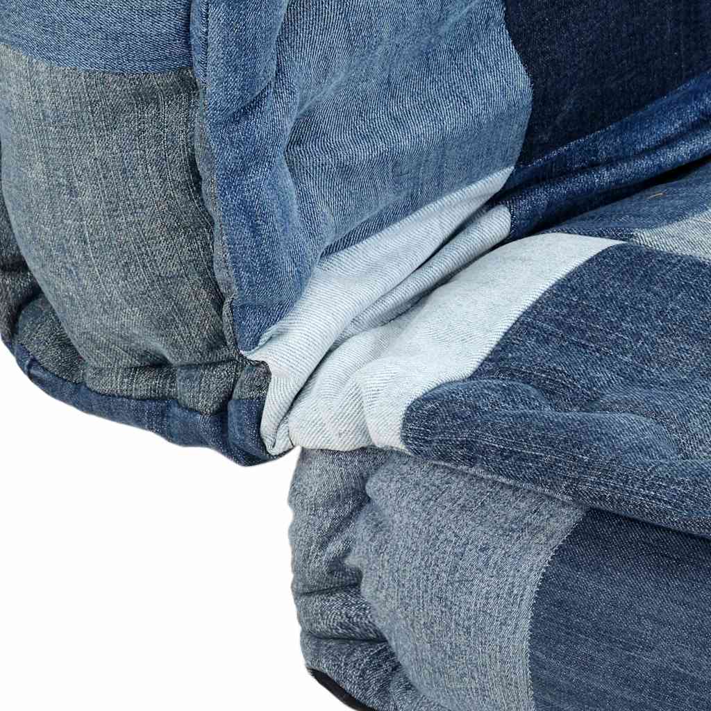 Pouf Quadrato 100x100x20 cm in Denim Patchwork