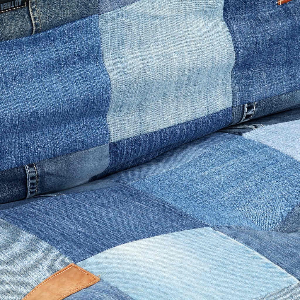Pouf Quadrato 100x100x20 cm in Denim Patchwork