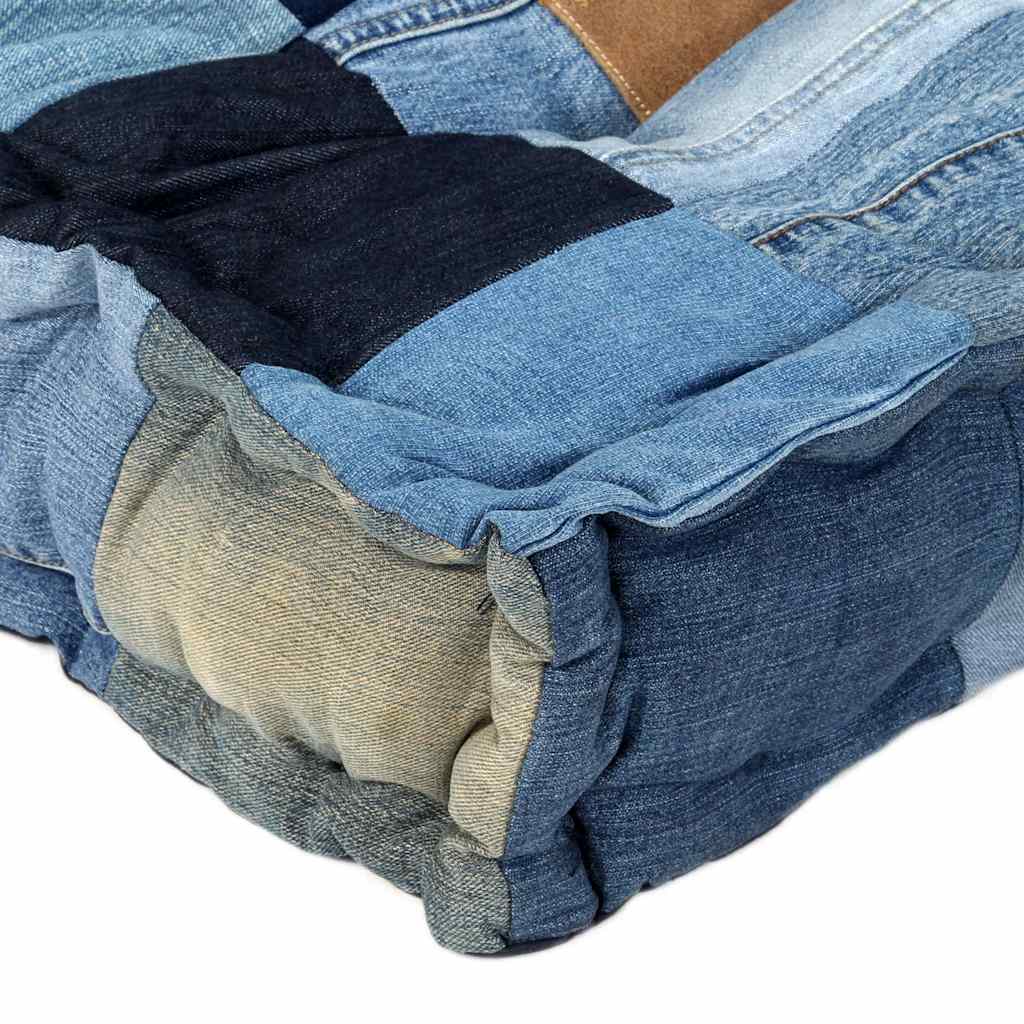 Set Cuscini per Divani Pallet 3pz Blu Denim Patchwork