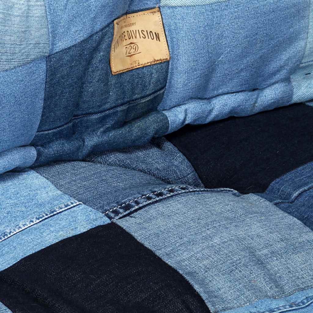 Set Cuscini per Divani Pallet 3pz Blu Denim Patchwork