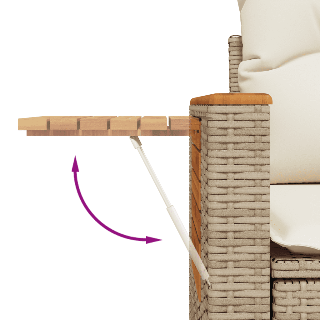 Set Divano da Giardino 4 pz con Cuscini Beige in Polyrattan