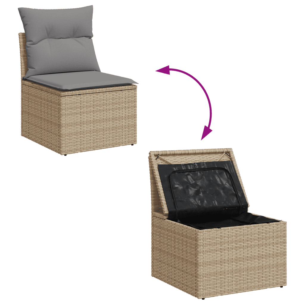 Set Divano da Giardino 6 pz con Cuscini Beige in Polyrattan