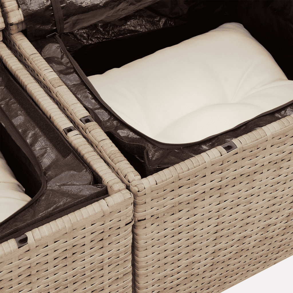 Set Divano da Giardino 5 pz con Cuscini Beige in Polyrattan