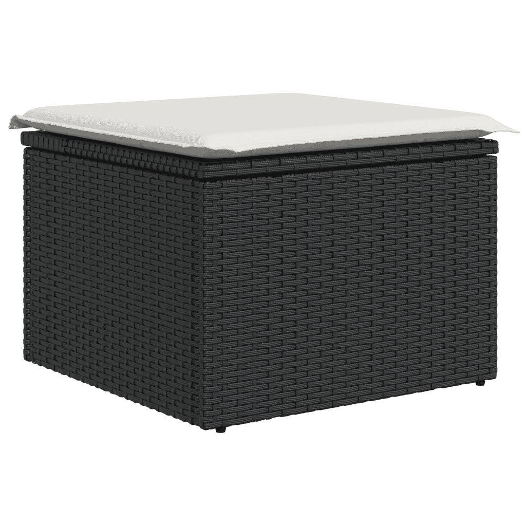 Set Divani da Giardino con Cuscini 7pz Nero Polyrattan