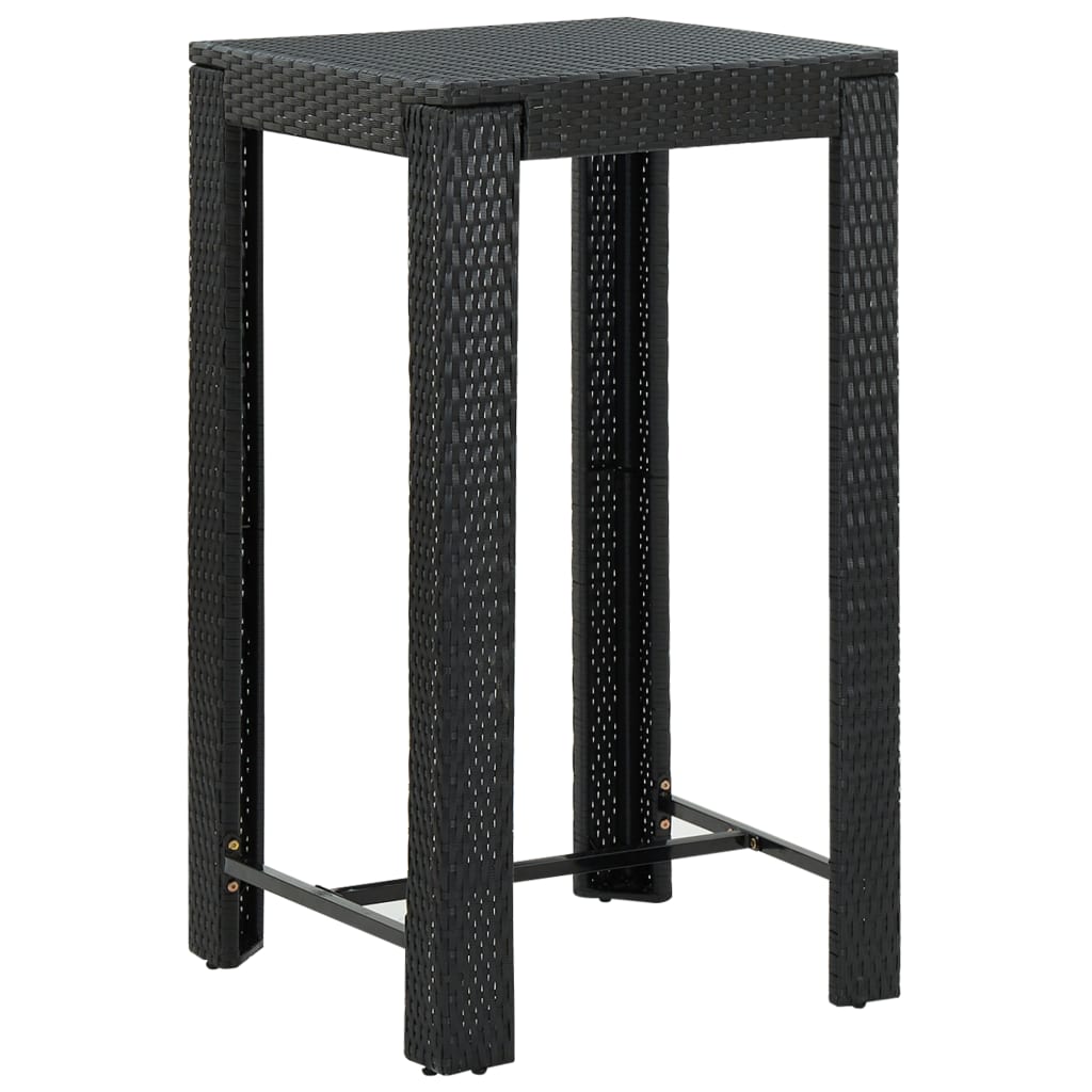 Set Bar da Giardino 5 pz con Cuscini in Polyrattan Nero