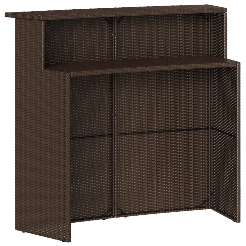 Set Bar da Giardino 5 pz con Cuscini in Polyrattan Marrone